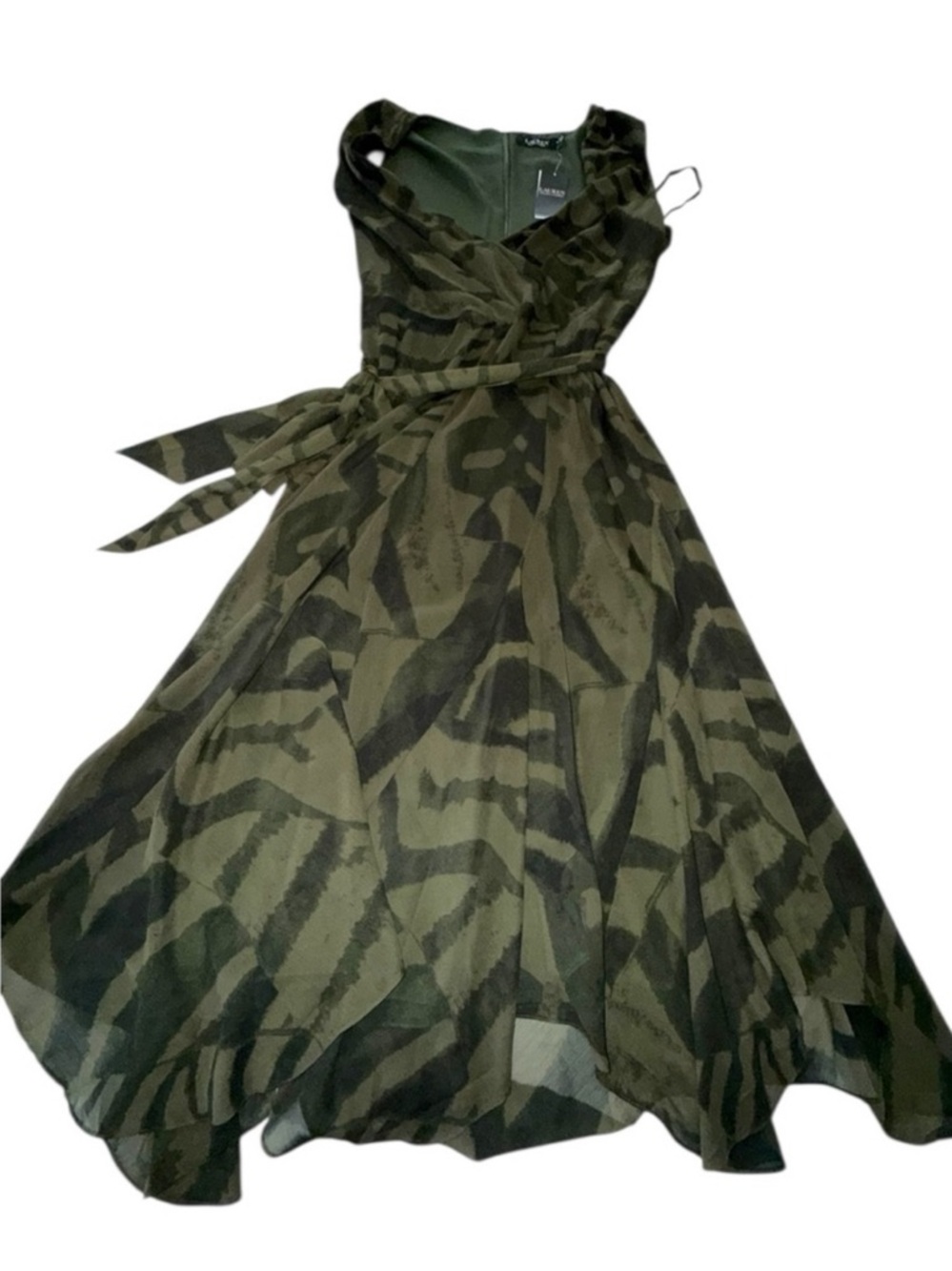 Lauren Ralph Lauren Green Midi Dress NWT Size 16 Fit & Flare - Picture 4 of 12